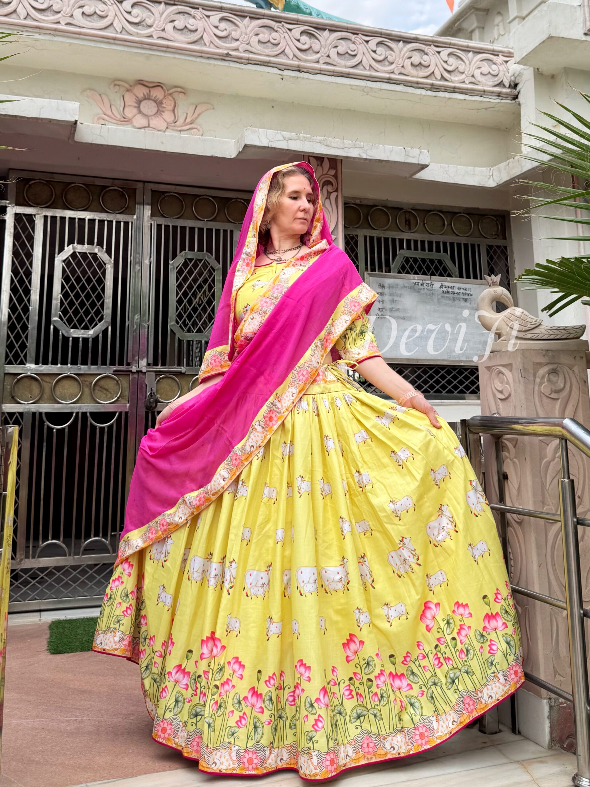 Cow lotus gopi dress  Yellow 