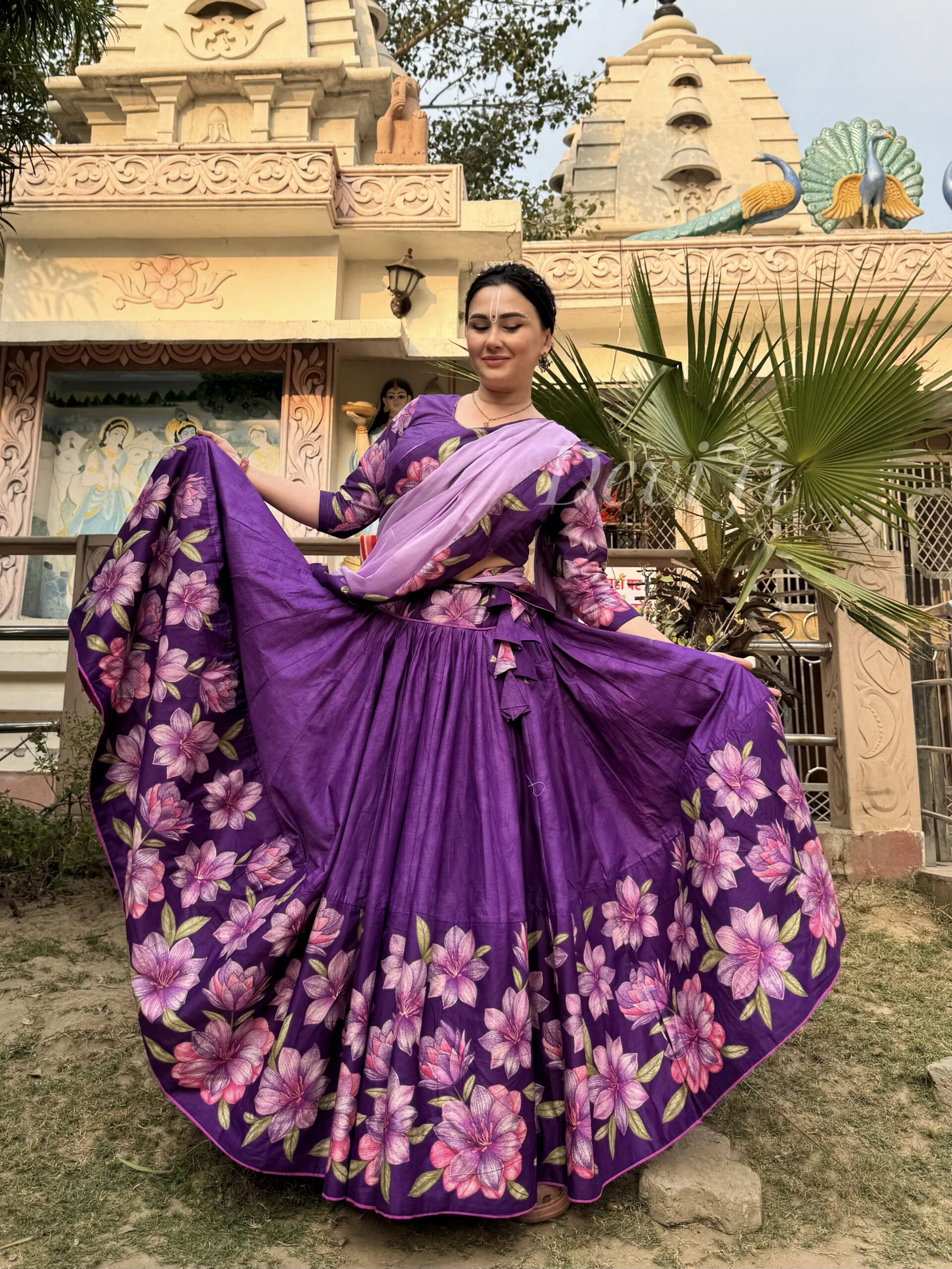 Purple flowers silk gopi dress - Image 5