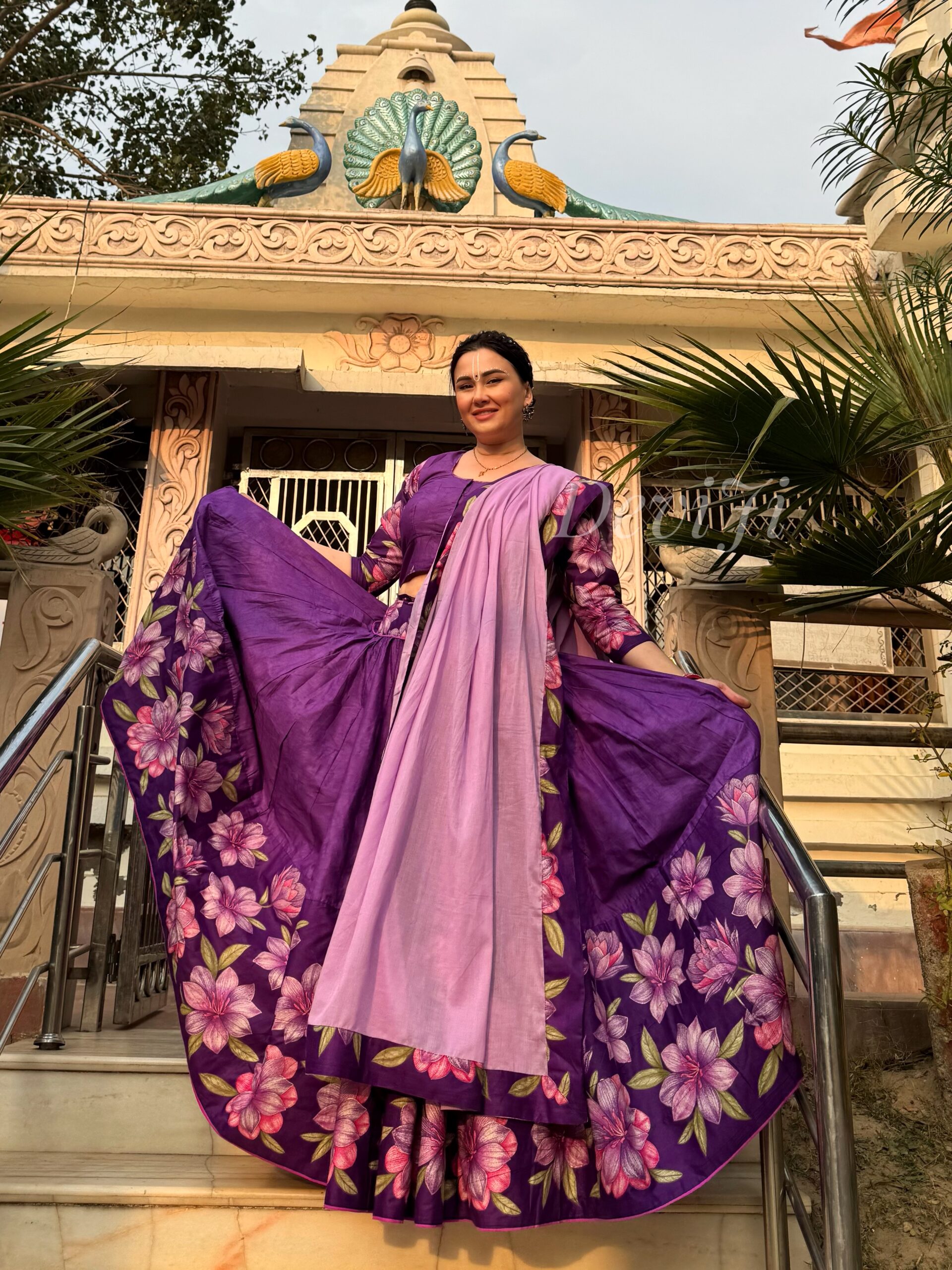 Purple flowers silk gopi dress - Image 2