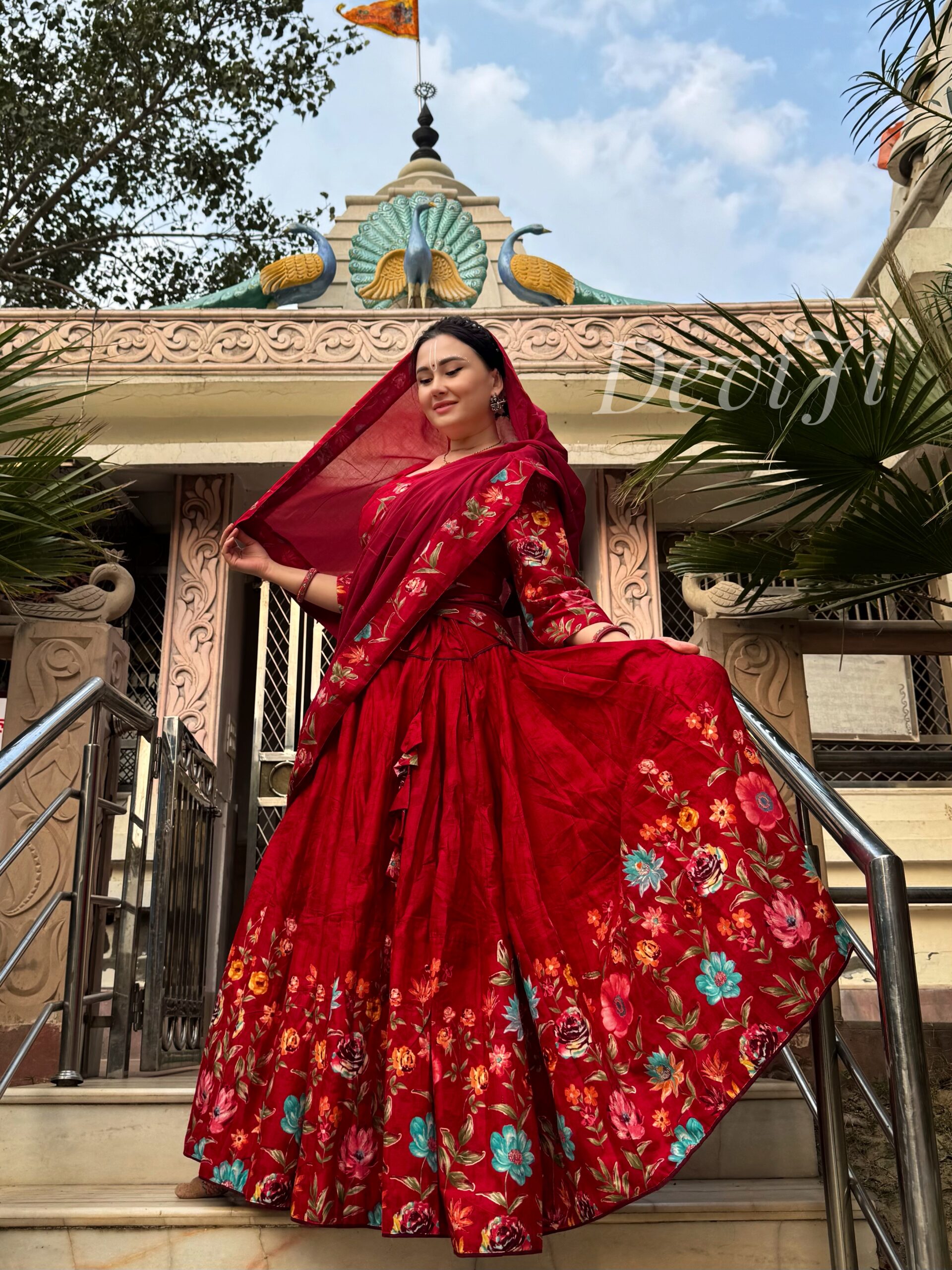 Red Floral Gopi Dress - Image 4