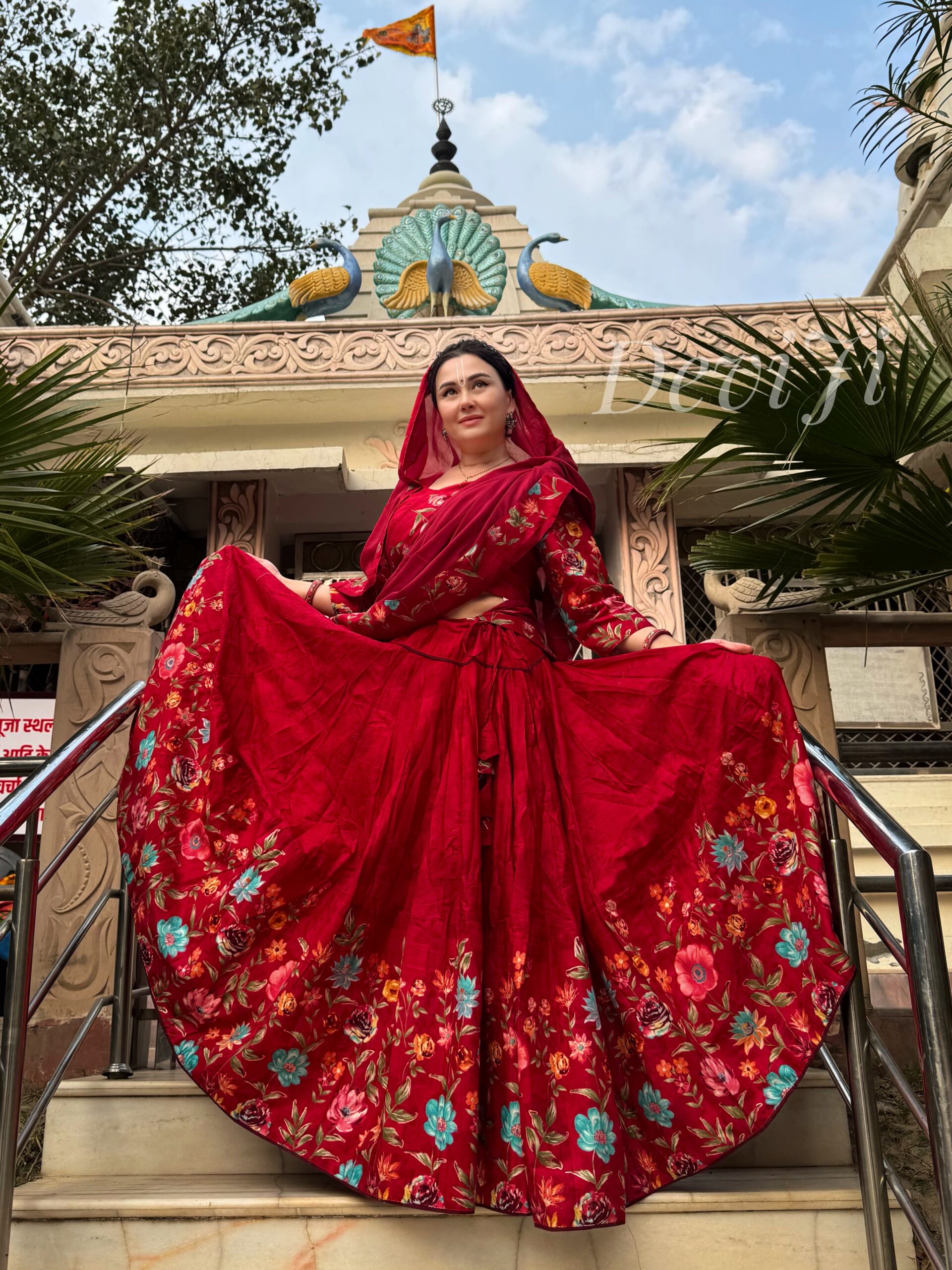 Red Floral Gopi Dress - Image 2