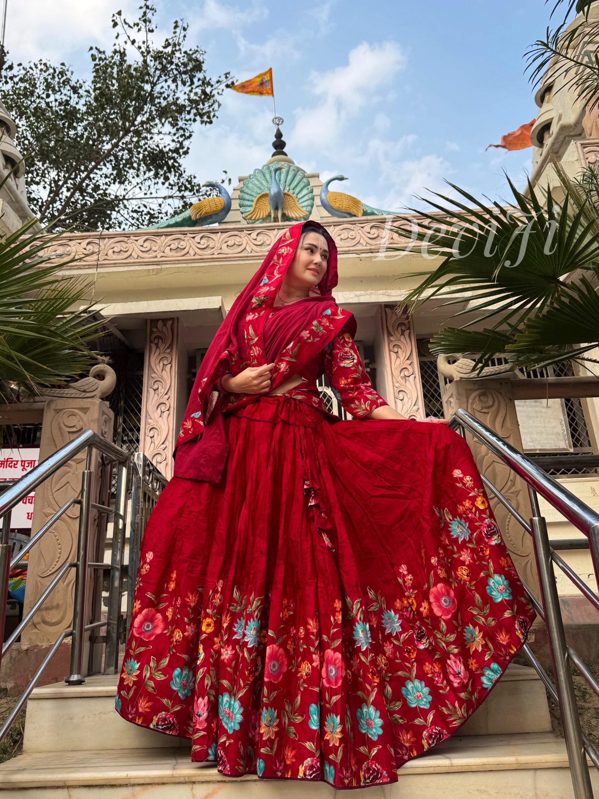 Red Floral Gopi Dress