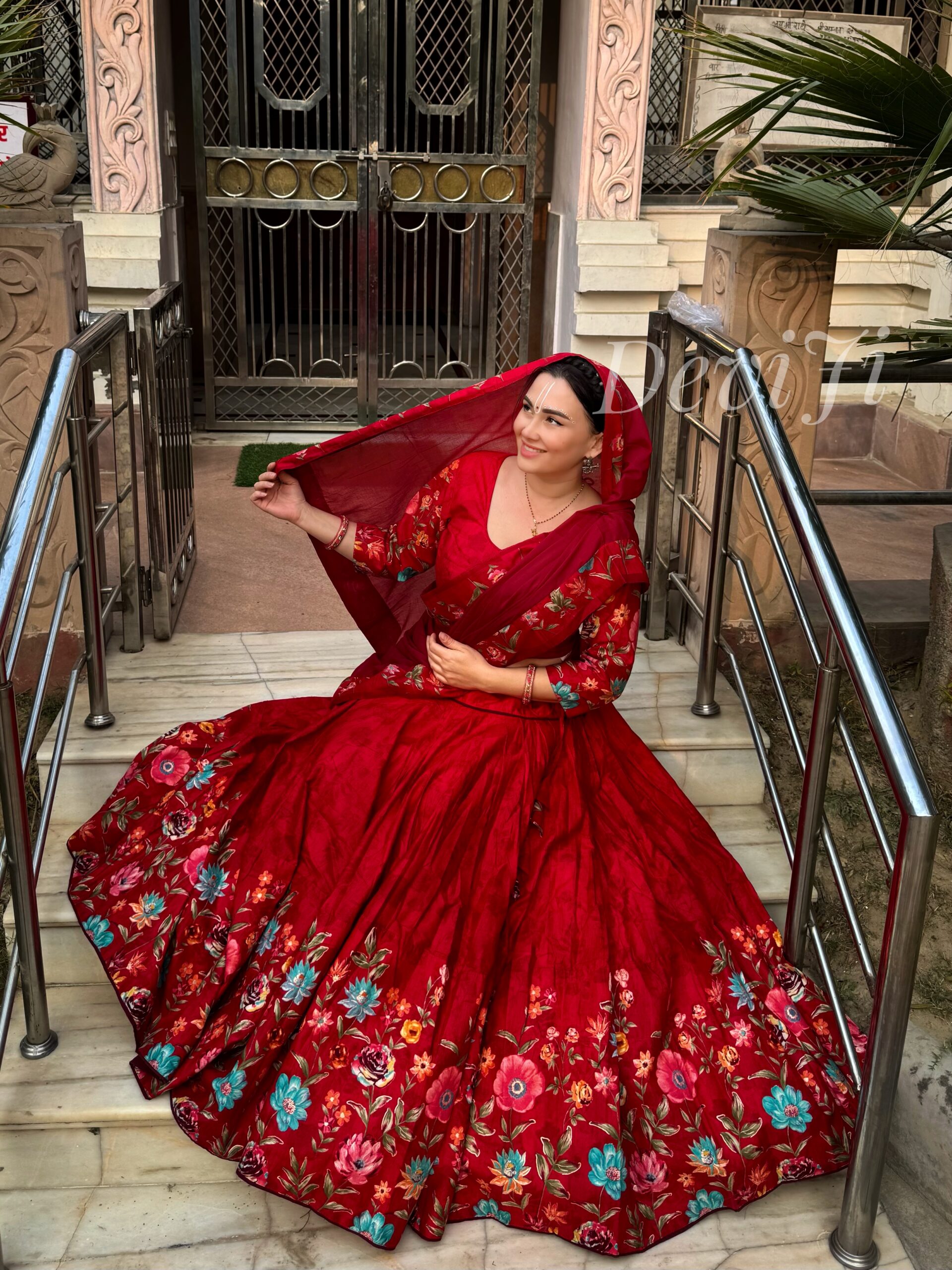 Red Floral Gopi Dress - Image 5