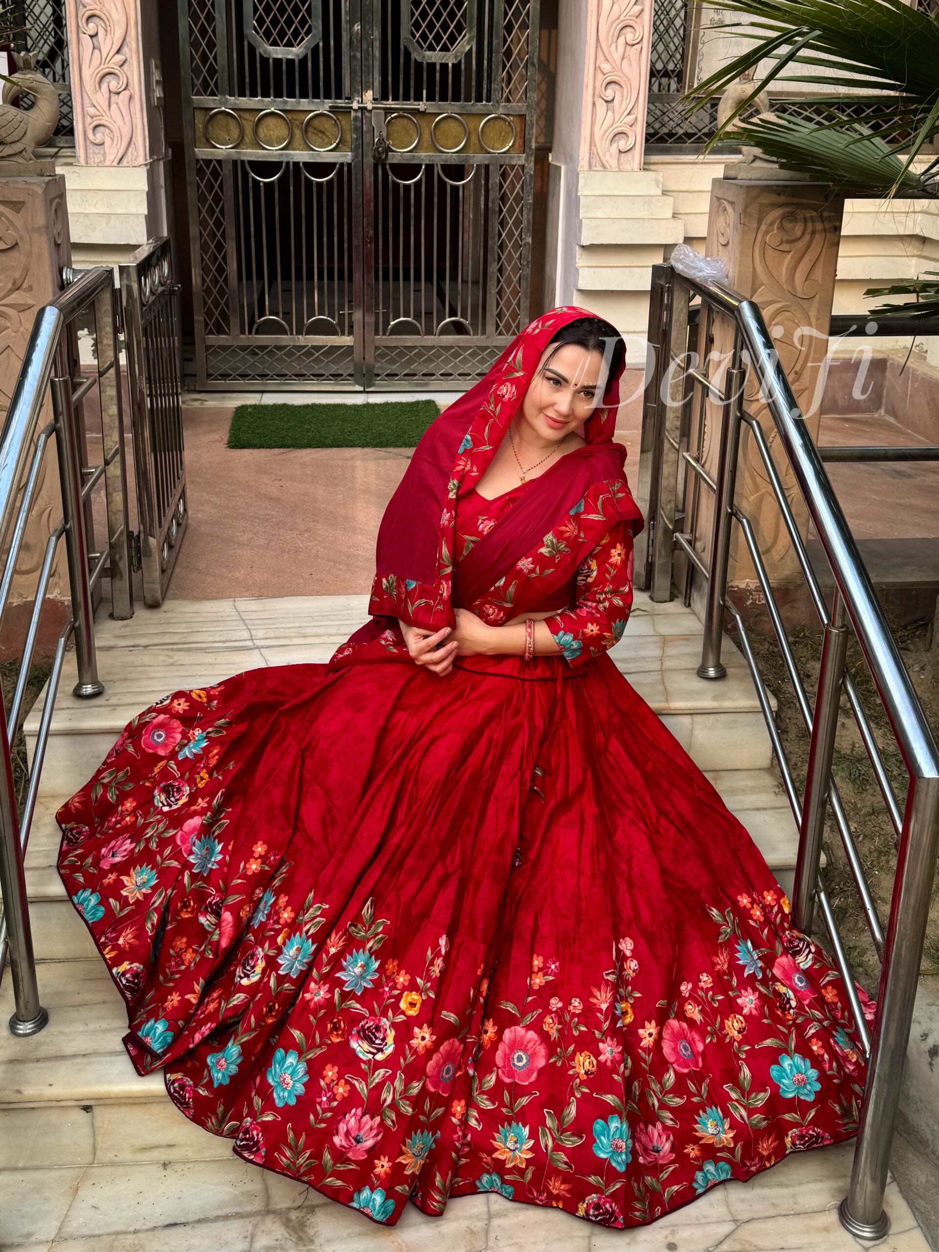 Red Floral Gopi Dress - Image 6