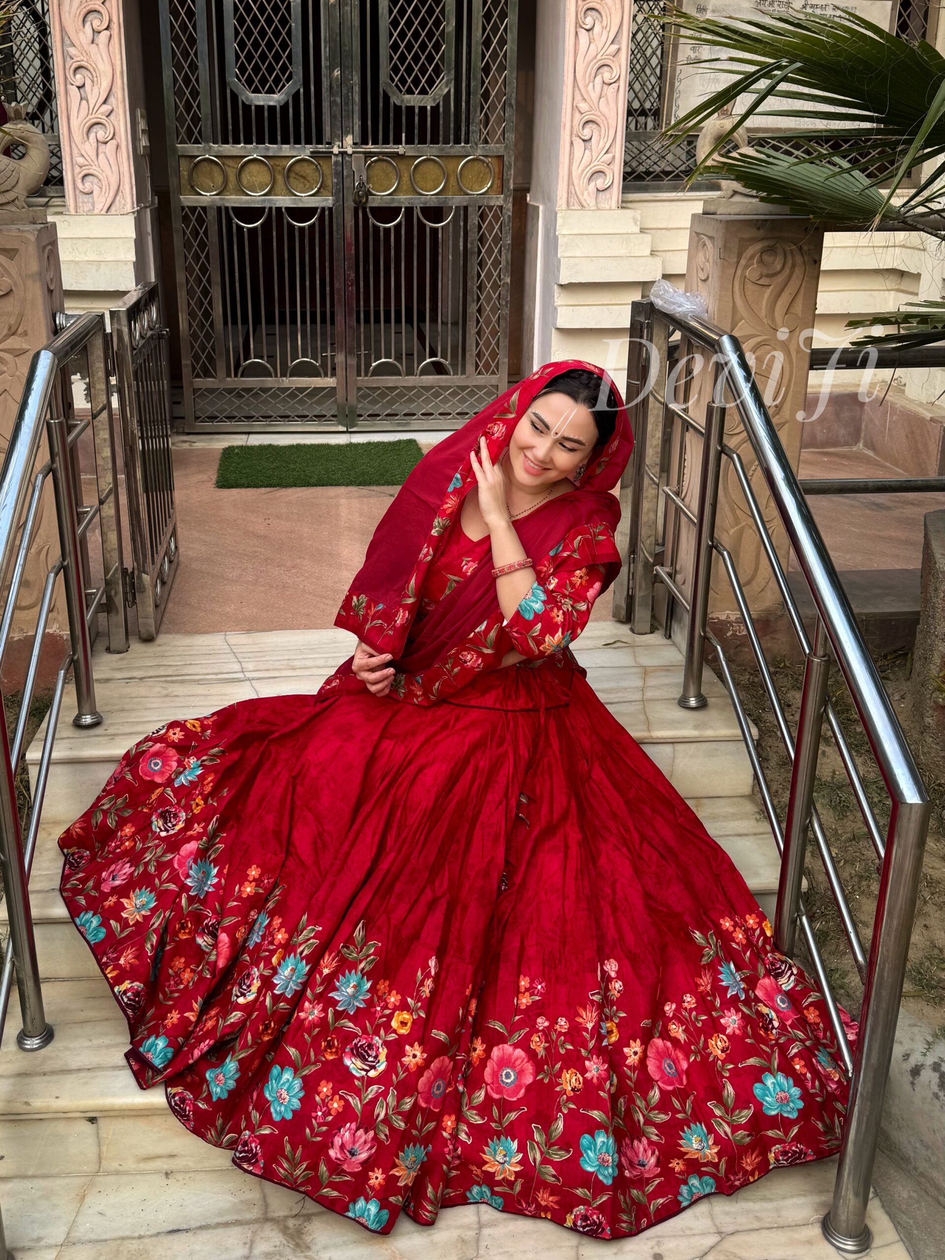 Red Floral Gopi Dress - Image 7