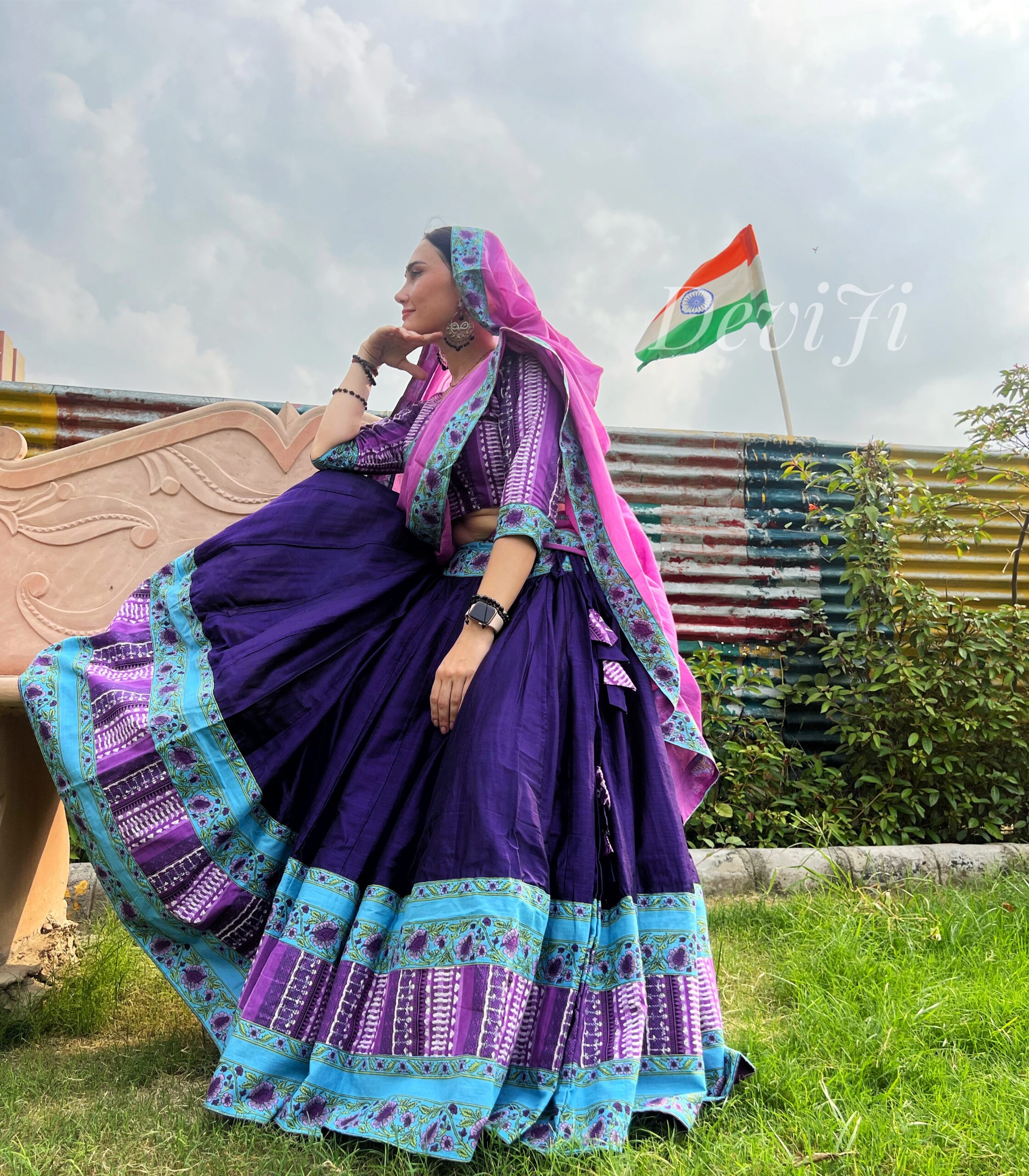 Neelam Phool Gopi Dress — Royal Purple Serenity