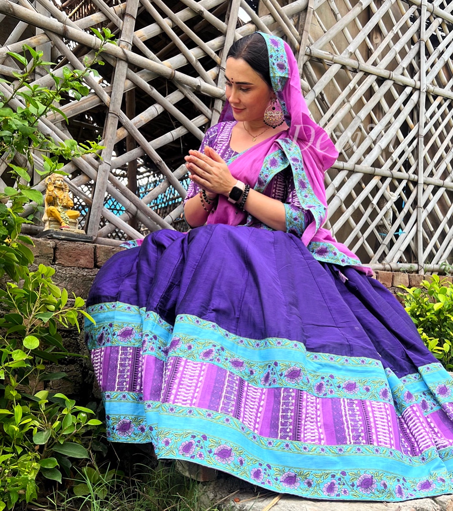 Neelam Phool Gopi Dress — Royal Purple Serenity - Image 2